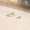 Marquise moissanite cartilage stud earring in S925 sterling silver with milgrain bezel setting and heart screw-back closure | D-Carats.