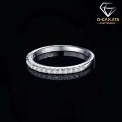 Affordable engagement band half eternity in sterling silver with moissanite diamond | D-Carats.