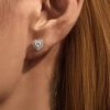 Earring on ear heart jewelry set in sterling silver with moissanite diamond | D-Carats.