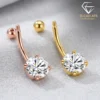 Schitterende moissaniet navelstaaf, zilver, hypoallergeen | D-Carats.