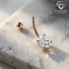 Klassieke navelring met moissaniet en bolletje, zilver | D-Carats.