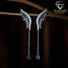 Stunning sterling silver climber earrings with blue stone | D-Carats.