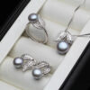Grey sterling silver pearl jewelry set | D-Carats.
