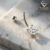 Moissaniet navelring voor dagelijks gebruik, met basis van zilver | D-Carats.