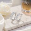 18k white gold polished latch back earrings in sterling silver with moissanite stones | D-Carats.
