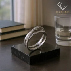 Crossover Ring Silver Moissanite