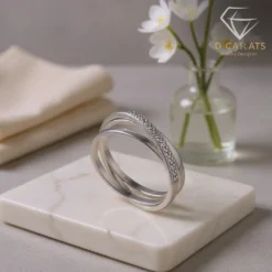 Crossover Ring Silver Moissanite