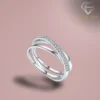 Crossover Ring Silver Moissanite