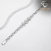 Silver S925 chain featuring a sparkling moissanite triple halo center cluster with a polished platinum plated finish