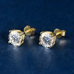 Hypoallergenic 10k gold ear-piercing stud earrings | D-Carats.