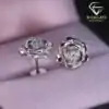 Unique sterling silver moissanite flower stud earrings | D-carats.