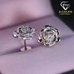 Unique sterling silver moissanite flower stud earrings | D-carats.