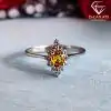 Yellow Sapphire Ring Rhodium with Zircon | D-Carats