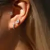 Half carat moissanite diamond cartilage earring piercing in sterling silver | D-Carats.