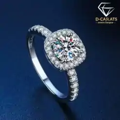 Inexpensive cushion cut moissanite engagement ring | D-Carats.