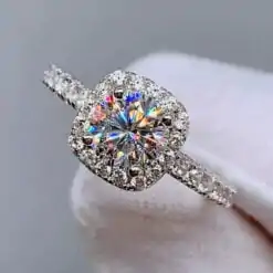 Beautiful cushion cut moissanite engagement ring | D-Carats.