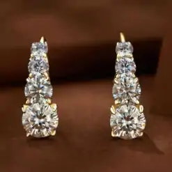 Elegant diamond lever back earrings in sterling silver | D-Carats.