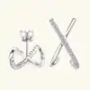 Elegant double J moissanite diamond sterling silver stud earrings | D-Carats.