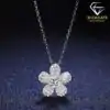 Elegant Flower Pendant Necklace Moissanite Silver | D-Carats