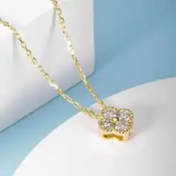 Durable Four Leaf Clover Necklace Gold Vermeil | D-Carats