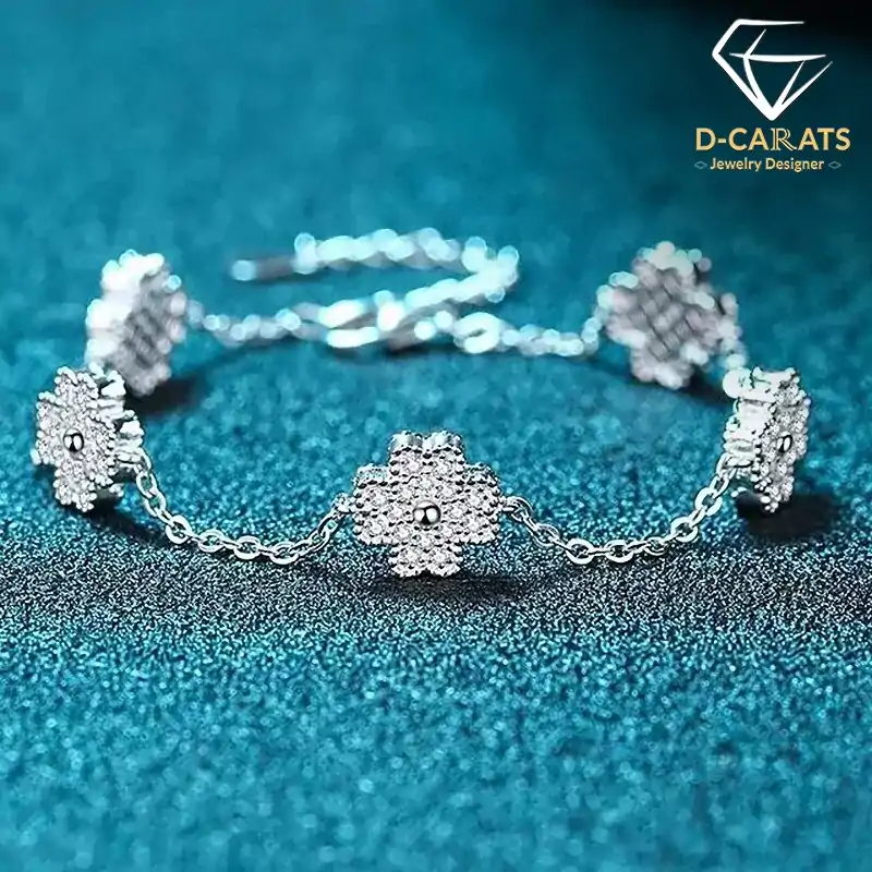 High Quality Four Leaf Clover Silver Bracelet | D-Carats