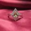 Rhodium Plated Ring Green Peridot Natural Stone 1