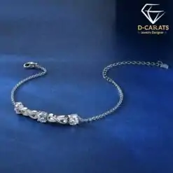 18k white gold-plated sterling silver with moissanite diamond infinity bracelet | D-Carats.