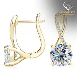 Inexpensive sterling silver moissanite infinity hoop earrings | D-Carats.