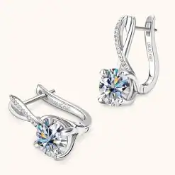 Elegant sterling silver moissanite infinity hoop earrings | D-Carats.