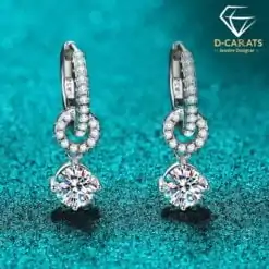 Beautiful Hinge Back Drop Moissanite Earring | D-Carats