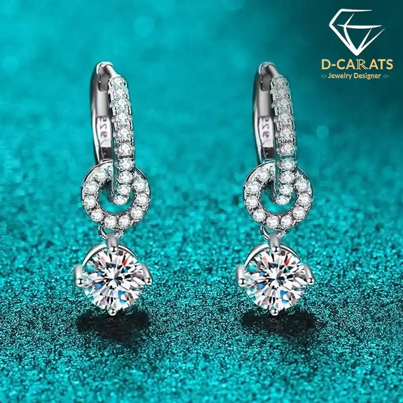 Beautiful Hinge Back Drop Moissanite Earring | D-Carats