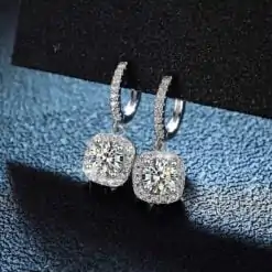 Luxury moissanite silver hoop drop earrings | D-Carats