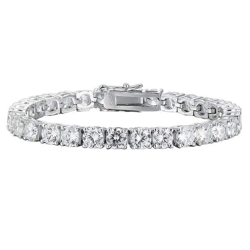Pulsera de tenis de plata con moissanita. 9 Impresionante pulsera tipo tenis de plata con moissanita | D-Carats