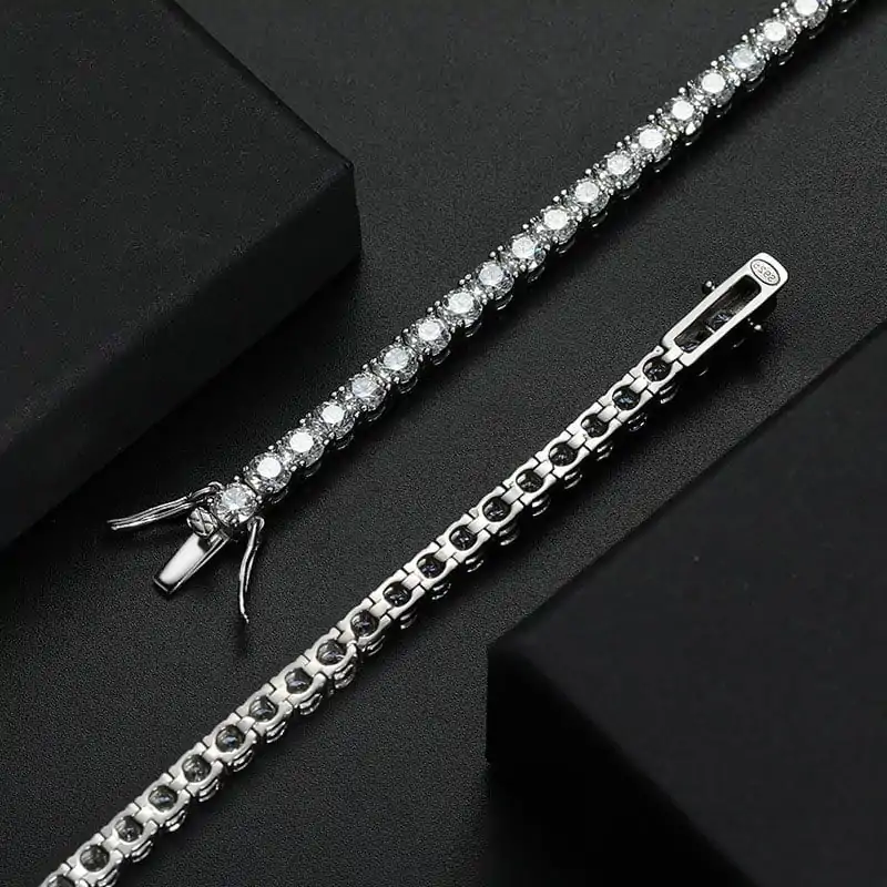 Pulsera de tenis de plata con moissanita. 5 Hermosa pulsera tipo tenis de plata con moissanita | D-Carats