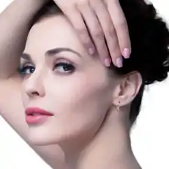 Beautiful Multicolored C-hoop Silver Earrings on the womans' ears| D-Carats