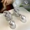 Drop earrings <br> natural freshwater pearl. 2 Beautiful natural freshwater pearl sterling silver drop earrings | D-carats.