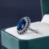 Oval Blue Sapphire Cocktail Ring side view | D-Carats