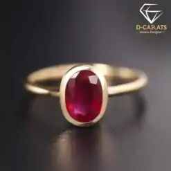 Ruby ring yellow gold-plated horizontal view | D-Carats.