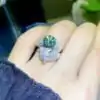 Anillo Panther de plata con moissanita verde. 22 Anillo de pantera con moissanita verde en plata elegante | D-Carats