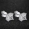 Princess-Cut-Diamant-Ohrstecker. 9 Edel wirkender Ohrstecker aus Silber mit Princess-Cut-Moissanit