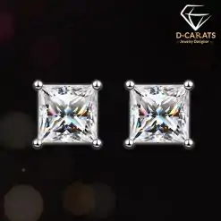 Anti-allergy sterling silver moissanite stud earrings | D-Carats.