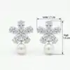 Pendientes colgantes de perla y plata con flor de circón 17 Pendientes colgantes de perla de plata con flor de circón