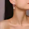 High carat moissanite 3 stones drop earrings in sterling silver | D-Carats.