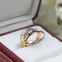 Driekleurige sterling zilveren in elkaar grijpende ringen | D-Carats.