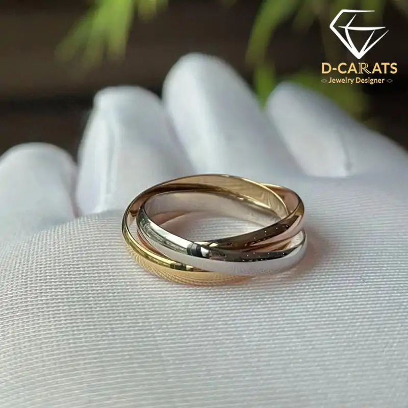 Fashionable color sterling silver interlocking rings | D-Carats.