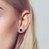 Günstige Ohrstecker aus Silber mit schwarzem Moissanit und Diamant-Halo | D-Carats.