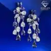 Elegant sterling silver blue zircon chandelier earrings | D-carats.