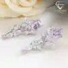 Valuable sterling silver chandelier pink sapphire earrings | D-Carats.