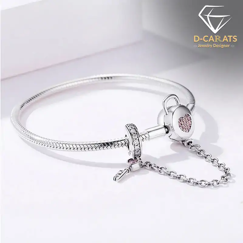 Sterling silver charm padlock bracelet DCarats1