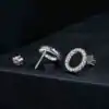 Pendientes de círculo con moissanita y plata 925 10 Pendientes circulares minimalistas elegantes de moissanita, joyería de plata 925 | D-Carats.